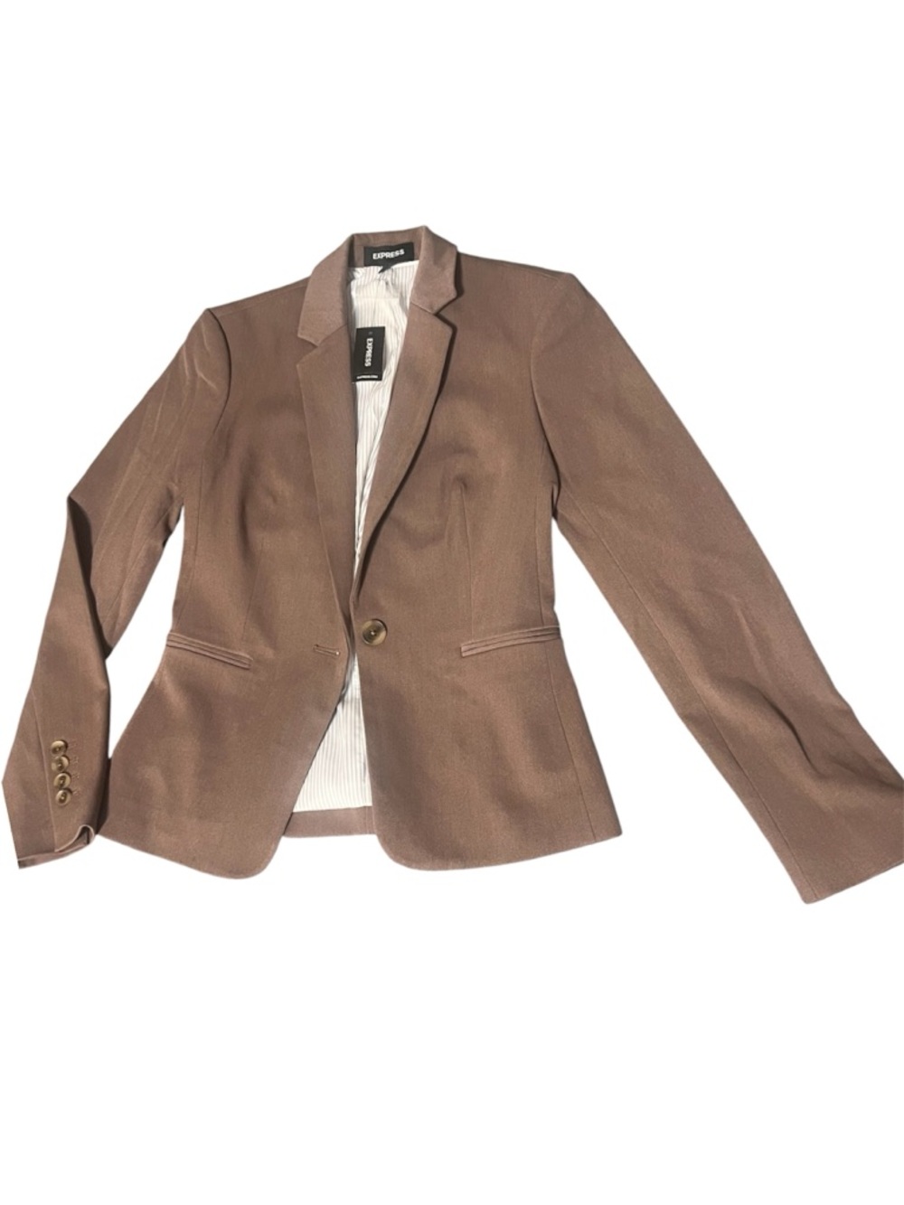 Express Brown Stretch Blazer Pinstripe Lining NWT Size 0
